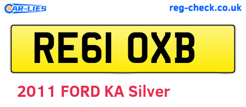 RE61OXB are the vehicle registration plates.