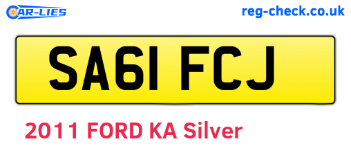 SA61FCJ are the vehicle registration plates.