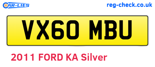VX60MBU are the vehicle registration plates.