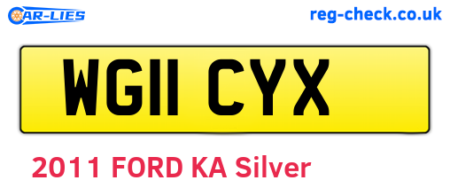 WG11CYX are the vehicle registration plates.