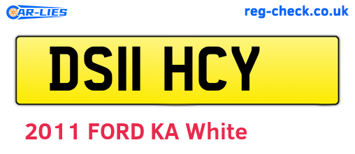 DS11HCY are the vehicle registration plates.