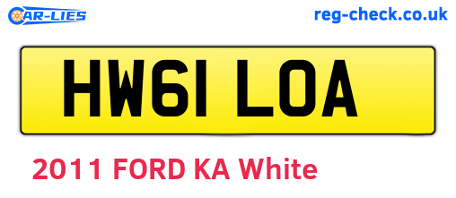 HW61LOA are the vehicle registration plates.