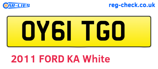 OY61TGO are the vehicle registration plates.