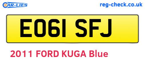 EO61SFJ are the vehicle registration plates.