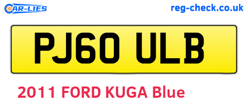 PJ60ULB are the vehicle registration plates.