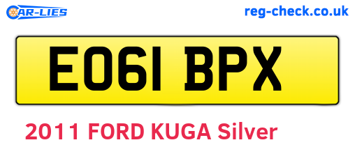 EO61BPX are the vehicle registration plates.