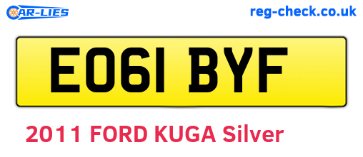 EO61BYF are the vehicle registration plates.