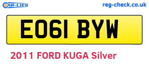 EO61BYW are the vehicle registration plates.