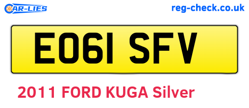 EO61SFV are the vehicle registration plates.