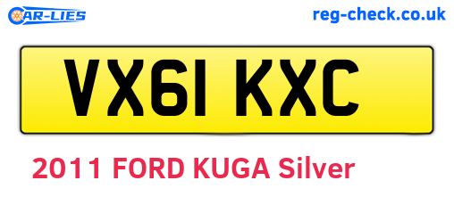 VX61KXC are the vehicle registration plates.