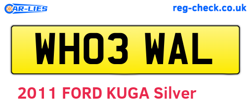 WH03WAL are the vehicle registration plates.