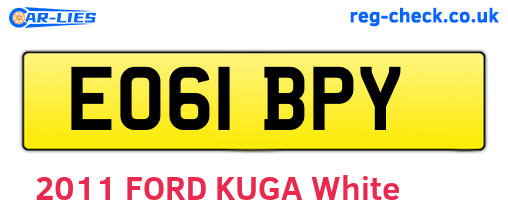 EO61BPY are the vehicle registration plates.