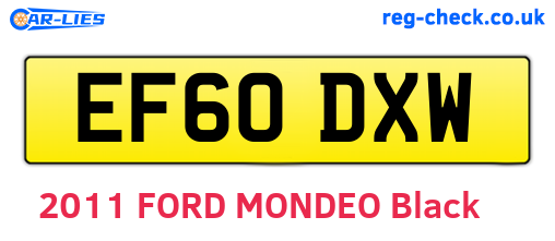 EF60DXW are the vehicle registration plates.