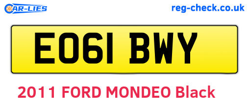 EO61BWY are the vehicle registration plates.