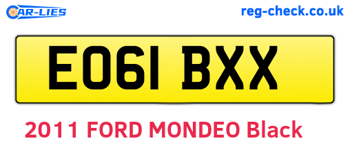 EO61BXX are the vehicle registration plates.