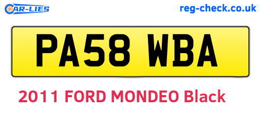 PA58WBA are the vehicle registration plates.