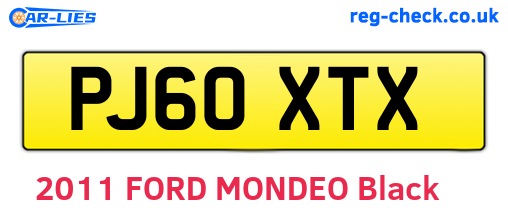 PJ60XTX are the vehicle registration plates.