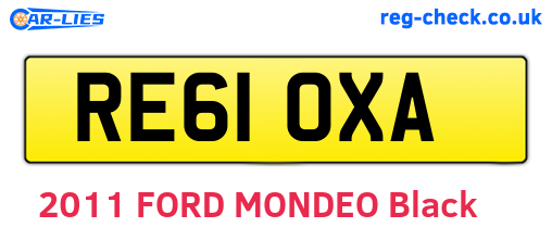RE61OXA are the vehicle registration plates.