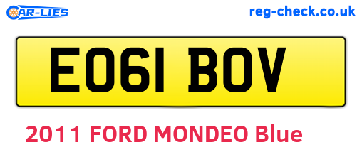 EO61BOV are the vehicle registration plates.
