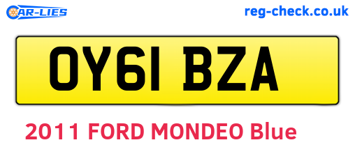 OY61BZA are the vehicle registration plates.