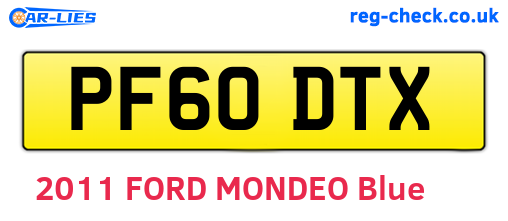 PF60DTX are the vehicle registration plates.