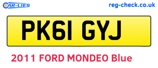 PK61GYJ are the vehicle registration plates.