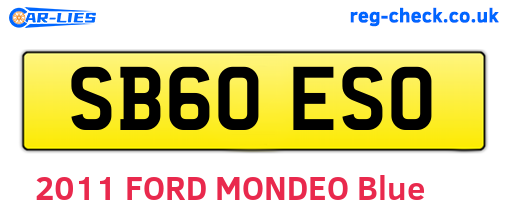 SB60ESO are the vehicle registration plates.