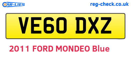 VE60DXZ are the vehicle registration plates.