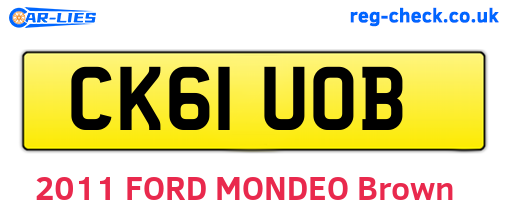 CK61UOB are the vehicle registration plates.