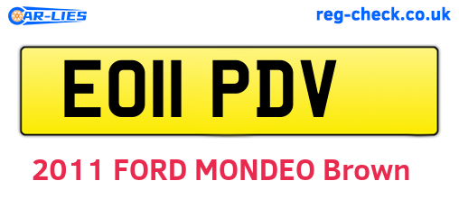 EO11PDV are the vehicle registration plates.