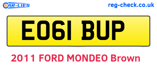EO61BUP are the vehicle registration plates.