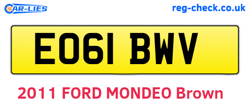 EO61BWV are the vehicle registration plates.