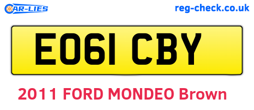 EO61CBY are the vehicle registration plates.