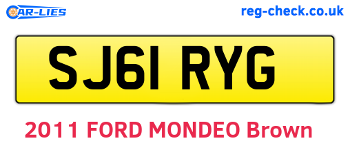 SJ61RYG are the vehicle registration plates.