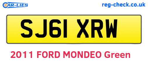 SJ61XRW are the vehicle registration plates.