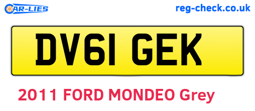 DV61GEK are the vehicle registration plates.