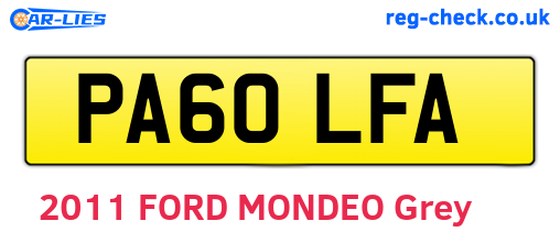 PA60LFA are the vehicle registration plates.