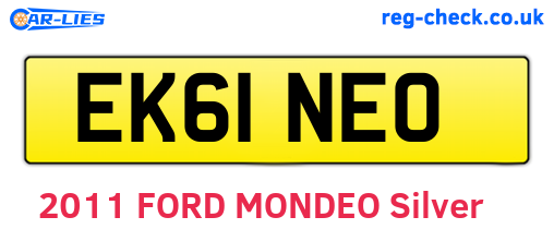 EK61NEO are the vehicle registration plates.