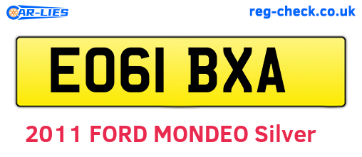 EO61BXA are the vehicle registration plates.