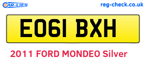 EO61BXH are the vehicle registration plates.