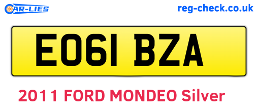 EO61BZA are the vehicle registration plates.