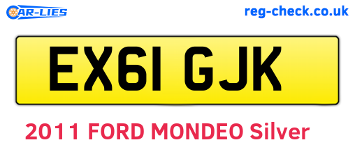 EX61GJK are the vehicle registration plates.
