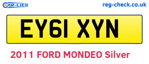 EY61XYN are the vehicle registration plates.