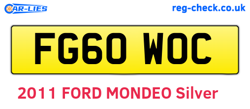FG60WOC are the vehicle registration plates.