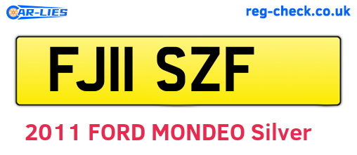 FJ11SZF are the vehicle registration plates.