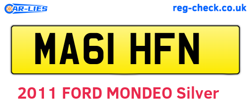 MA61HFN are the vehicle registration plates.
