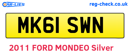 MK61SWN are the vehicle registration plates.