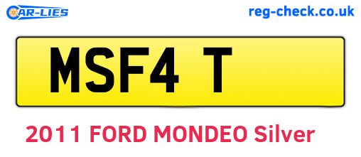 MSF4T are the vehicle registration plates.