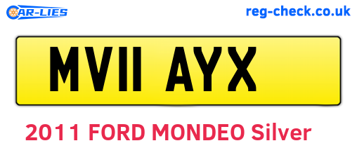MV11AYX are the vehicle registration plates.