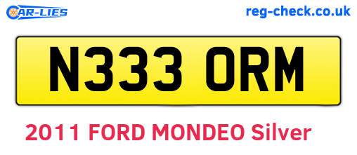 N333ORM are the vehicle registration plates.